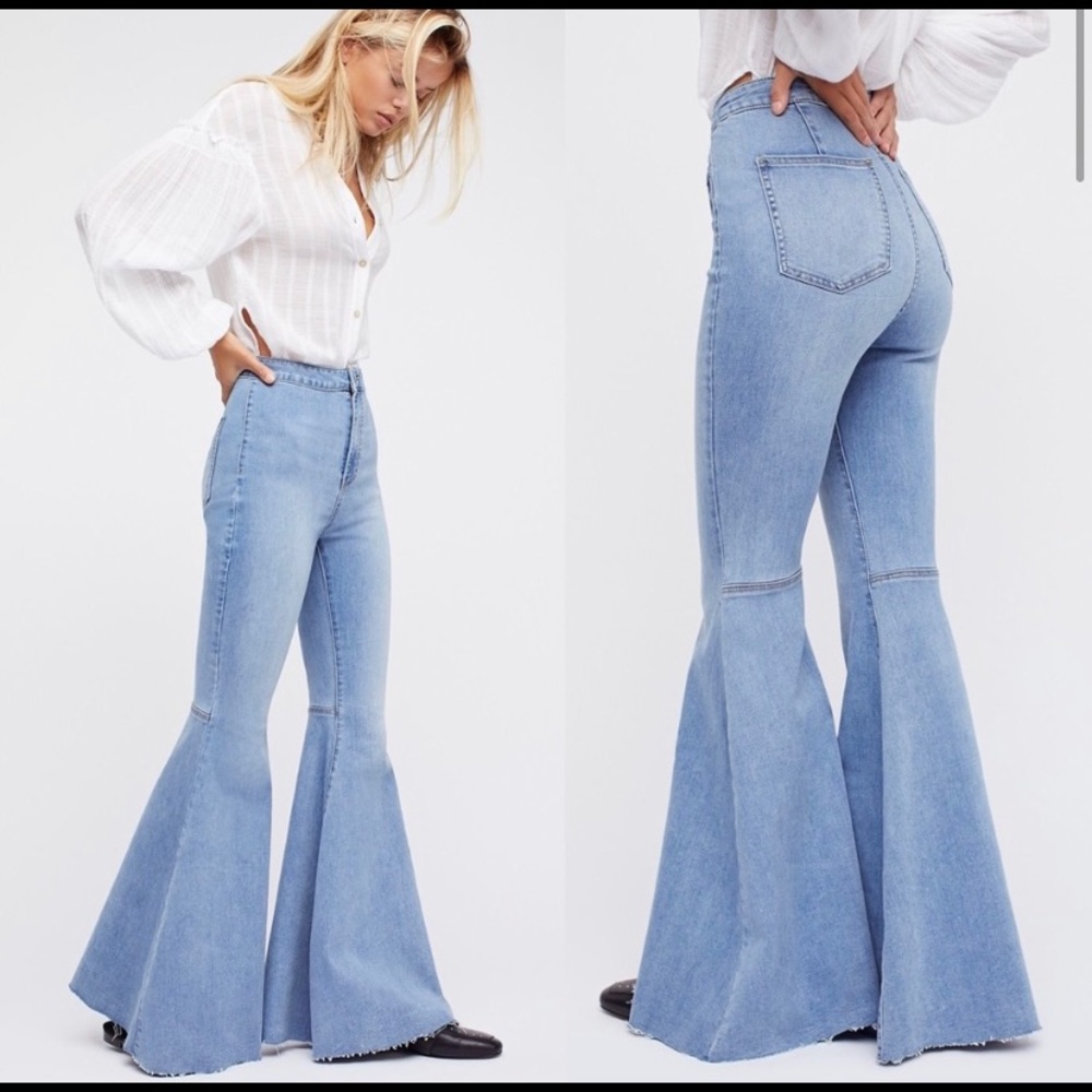 FREE PEOPLE Float On Flare Jeans - Bermondsey Blue